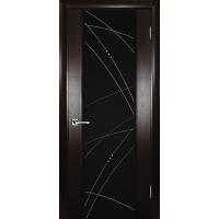 Дверь шпонированная Текона Страто 02 со стеклом Тонированный черный дуб