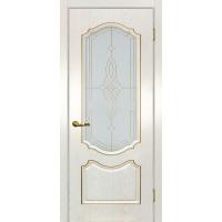Дверь ПВХ Мариам Сиена-2 Сатинат патина Белый золото
